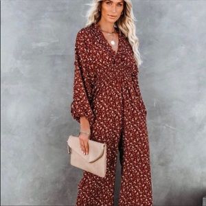 Vici - Floral Wide Leg Jumpsuit - Size Medium (6-8)